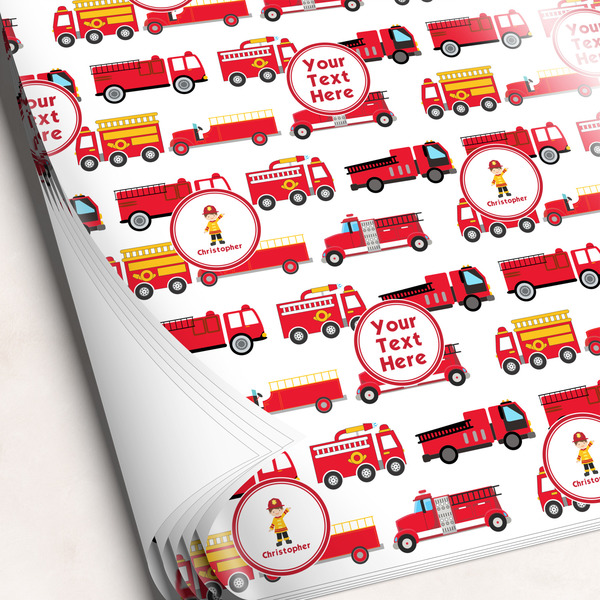 Custom Firetrucks Wrapping Paper Sheets (Personalized)