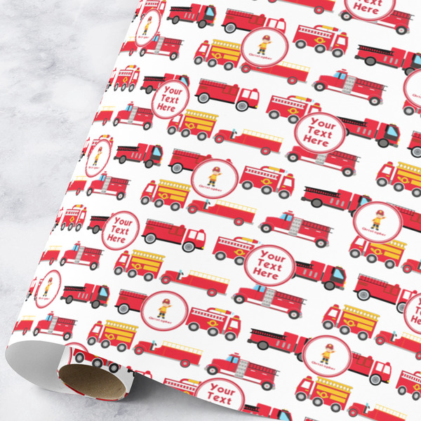 Custom Firetrucks Wrapping Paper Roll - Large (Personalized)
