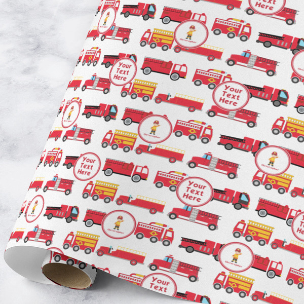 Custom Firetrucks Wrapping Paper Roll - Large - Matte (Personalized)