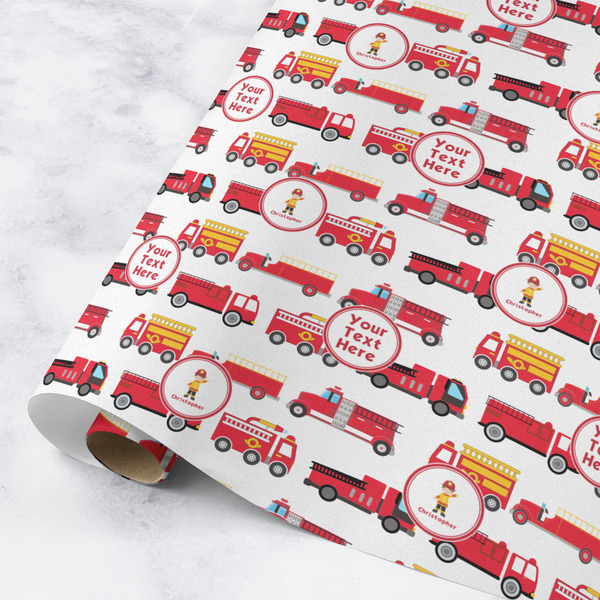 Custom Firetrucks Wrapping Paper Roll - Medium - Matte (Personalized)
