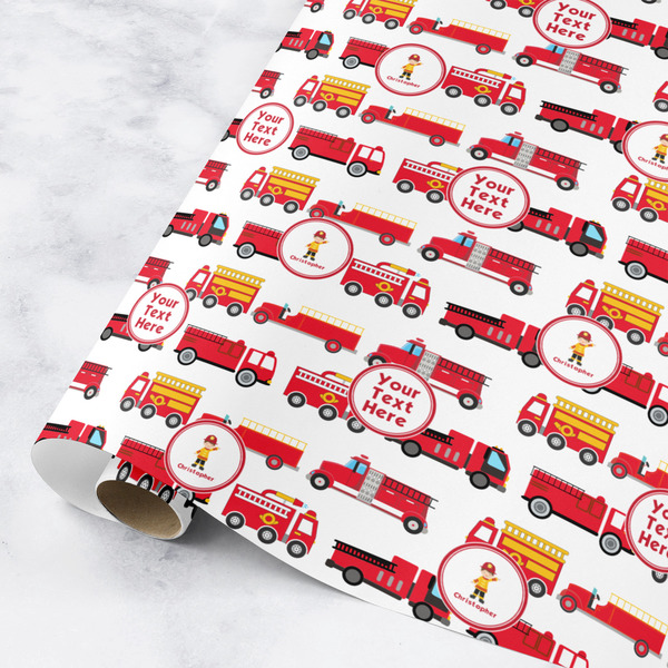 Custom Firetrucks Wrapping Paper Roll - Small (Personalized)