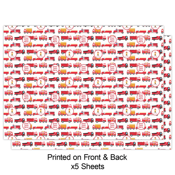 Firetrucks Wrapping Paper Sheet - Double Sided - Front