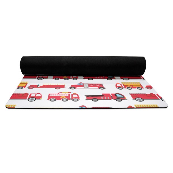 Firetrucks Yoga Mat Rolled up Black Rubber Backing