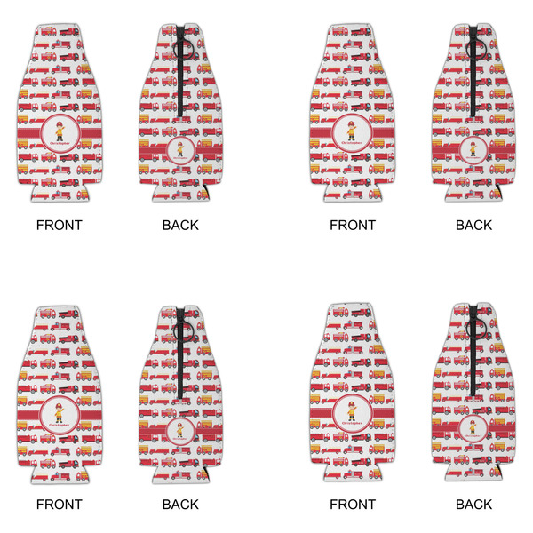 Firetrucks Zipper Bottle Cooler - Set of 4 - APPROVAL