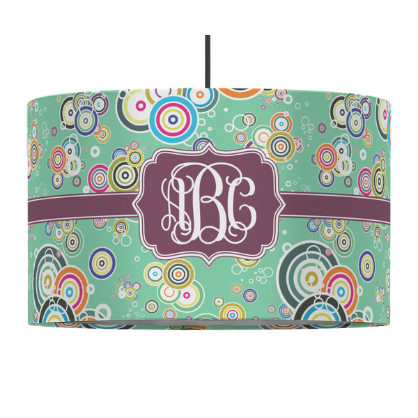 Colored Circles 12" Drum Lampshade - PENDANT (Fabric)