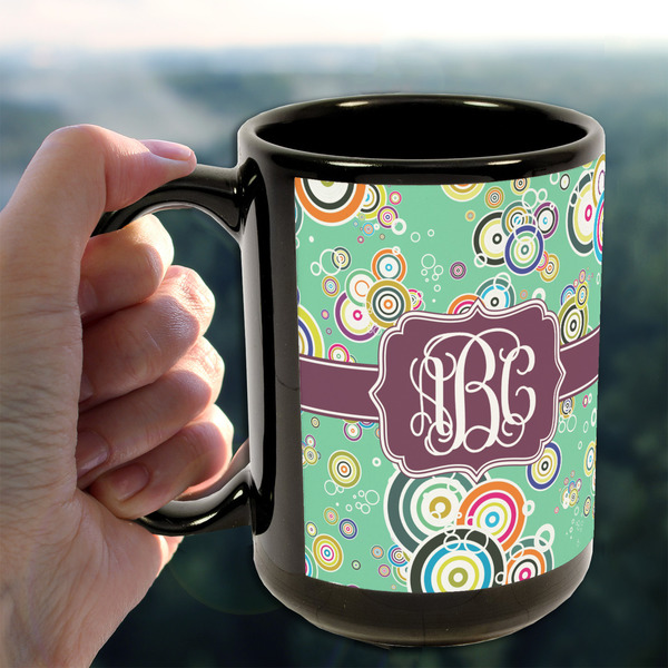 Colored Circles 15oz. Black Mug - LIFESTYLE