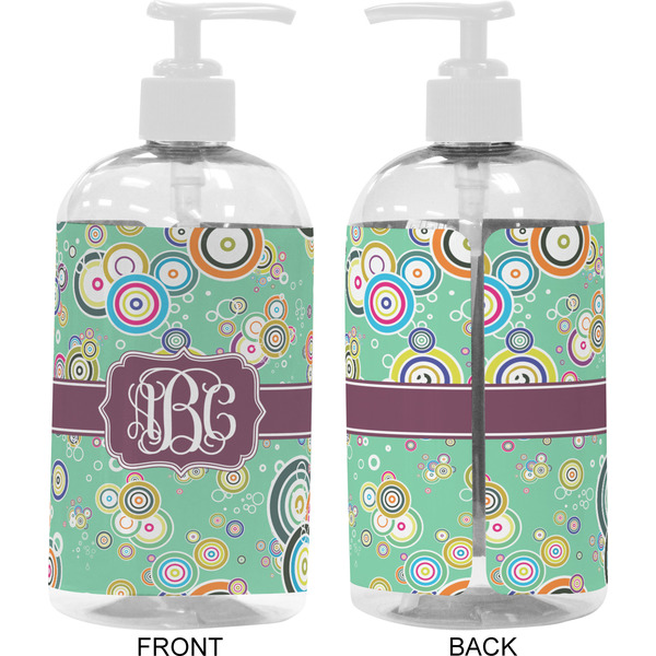 Colored Circles 16 oz Plastic Liquid Dispenser- Approval- White