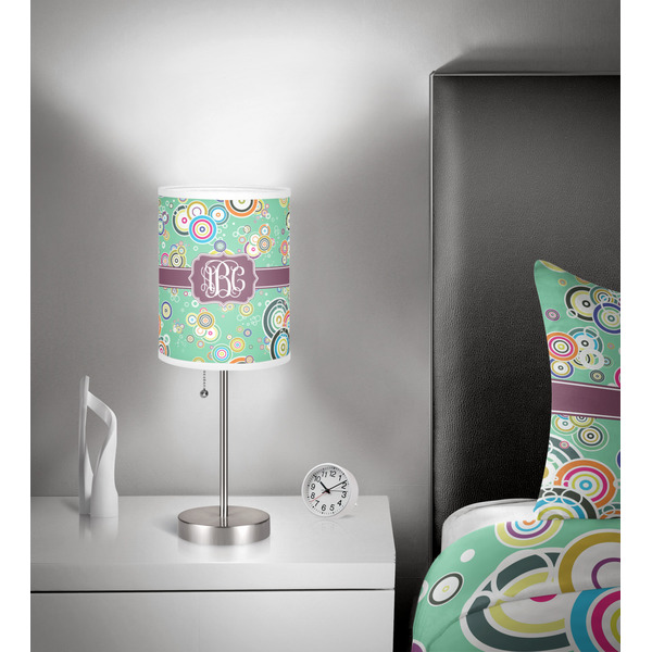 Colored Circles 7 inch drum lamp shade - in room