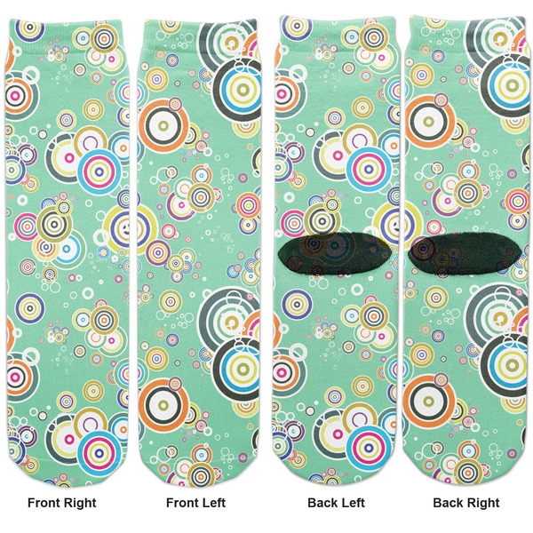 Colored Circles Adult Crew Socks - Double Pair - Front and Back - Apvl