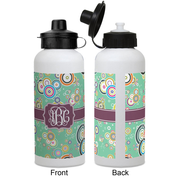 Colored Circles Aluminum Water Bottle - White APPROVAL