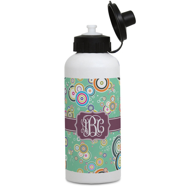 Custom Colored Circles Water Bottles - Aluminum - 20 oz - White (Personalized)