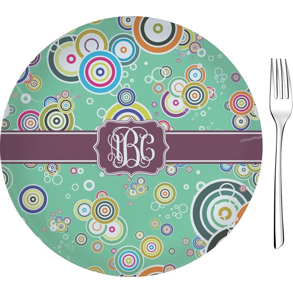 Custom Colored Circles 8" Glass Appetizer / Dessert Plates - Single or Set (Personalized)