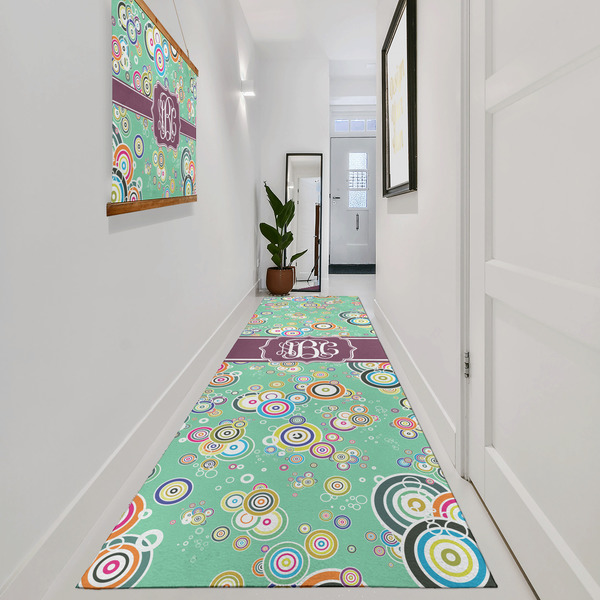 Colored Circles Area Rug Sizes - In Context (vertical)