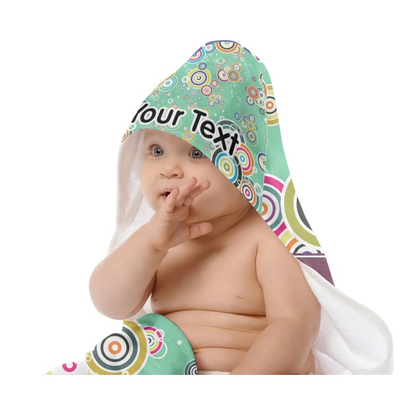 Colored Circles Baby Hooded Towel on Child