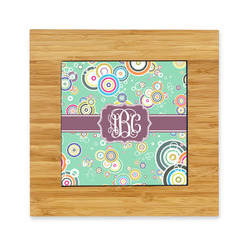 Colored Circles Bamboo Trivet with Ceramic Tile Insert (Personalized)