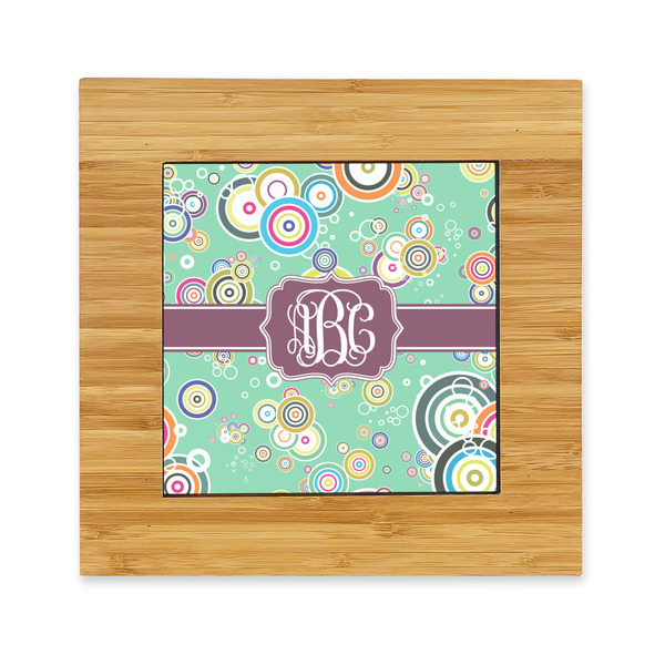 Custom Colored Circles Bamboo Trivet with Ceramic Tile Insert (Personalized)