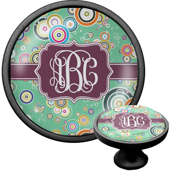 Custom Colored Circles Cabinet Knob (Black) (Personalized)