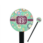 Colored Circles 7" Round Plastic Stir Sticks - Black - Single Sided (Personalized)