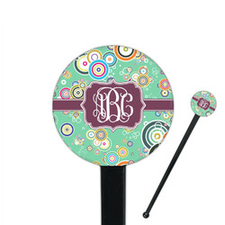 Colored Circles 7" Round Plastic Stir Sticks - Black - Single Sided (Personalized)