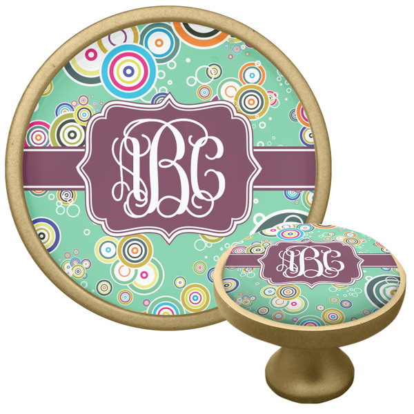 Custom Colored Circles Cabinet Knob - Gold (Personalized)