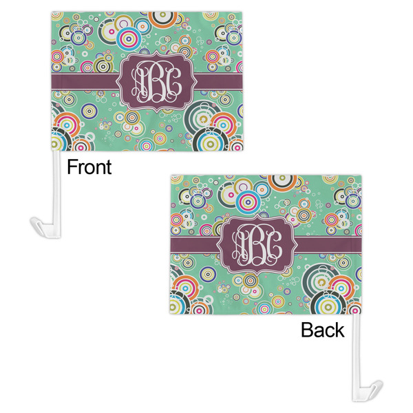 Colored Circles Car Flag - 11" x 8" - Front & Back View