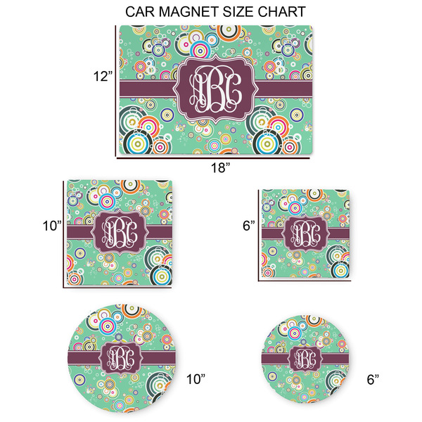 Colored Circles Car Magnets - SIZE CHART