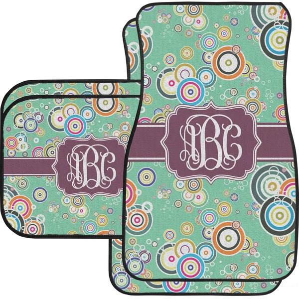 Custom Colored Circles Car Floor Mats Set - 2 Front & 2 Back (Personalized)