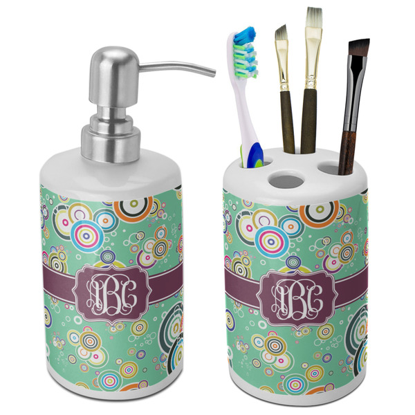 Custom Colored Circles Ceramic Bathroom Accessories Set (Personalized)