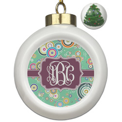 Colored Circles Ceramic Ball Ornament - Christmas Tree (Personalized)