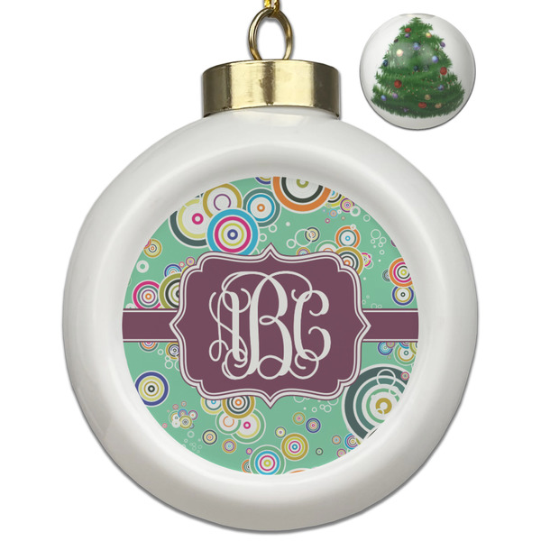 Custom Colored Circles Ceramic Ball Ornament - Christmas Tree (Personalized)