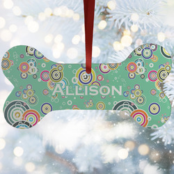 Colored Circles Ceramic Dog Ornament w/ Monograms