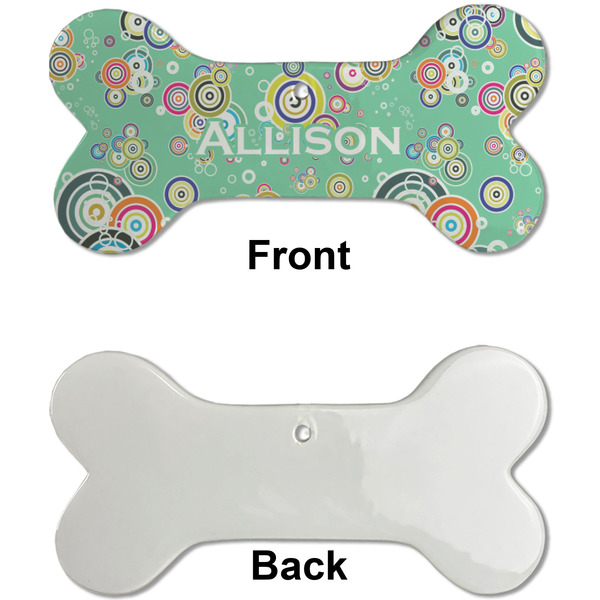 Colored Circles Ceramic Flat Ornament - Bone Front & Back Single Print (APPROVAL)