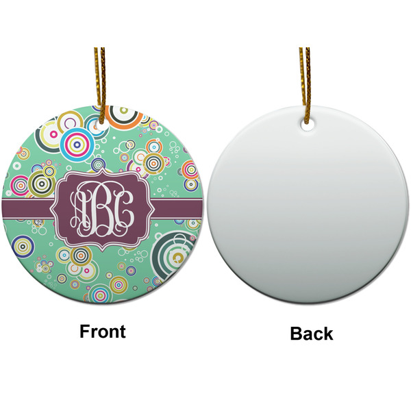 Colored Circles Ceramic Flat Ornament - Circle Front & Back (APPROVAL)