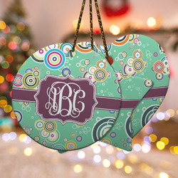 Colored Circles Ceramic Ornament w/ Monogram