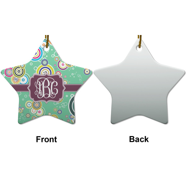 Colored Circles Ceramic Flat Ornament - Star Front & Back (APPROVAL)
