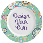 Colored Circles Ceramic Dinner Plates (Set of 4) (Personalized)
