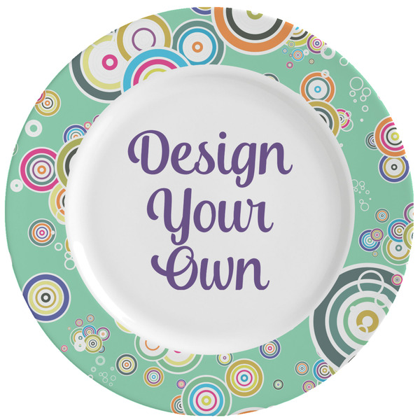 Custom Colored Circles Ceramic Dinner Plates (Set of 4) (Personalized)