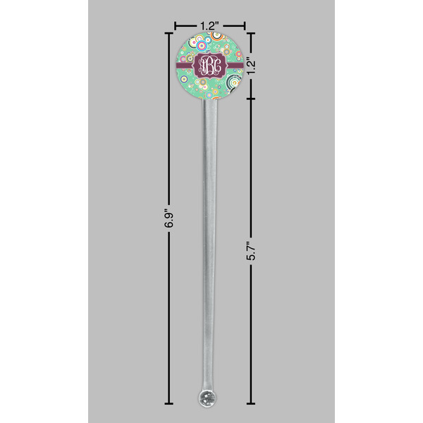 Colored Circles Clear Plastic 7" Stir Stick - Round - Dimensions