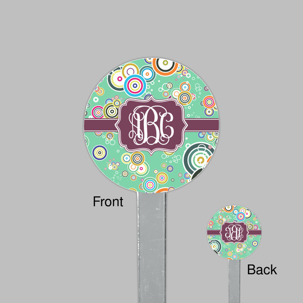 Colored Circles Clear Plastic 7" Stir Stick - Round - Front & Back