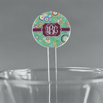 Colored Circles 7" Round Plastic Stir Sticks - Clear (Personalized)