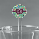 Colored Circles 5.5" Round Plastic Stir Sticks - Clear (Personalized)