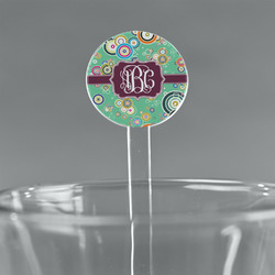 Colored Circles 5.5" Round Plastic Stir Sticks - Clear (Personalized)