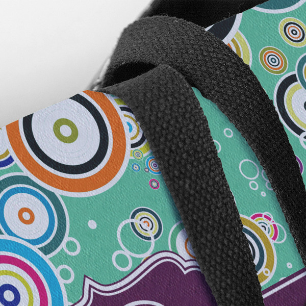 Colored Circles Closeup of Tote w/Black Handles
