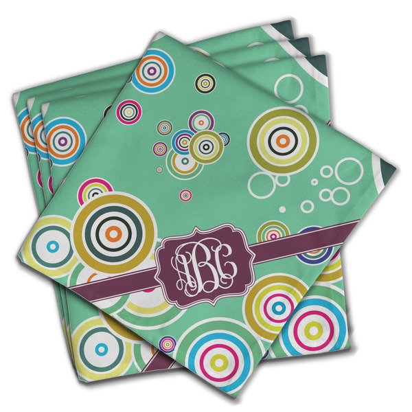 Custom Colored Circles Cloth Dinner Napkins - Set of 4 w/ Monogram