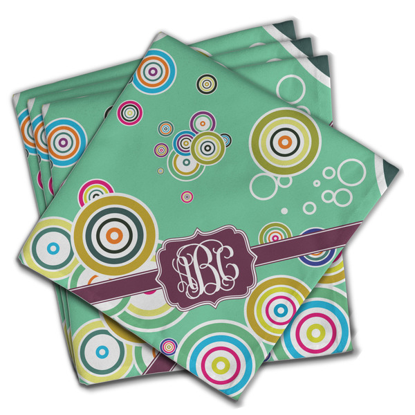 Custom Colored Circles Cloth Dinner Napkins - Set of 4 w/ Monogram