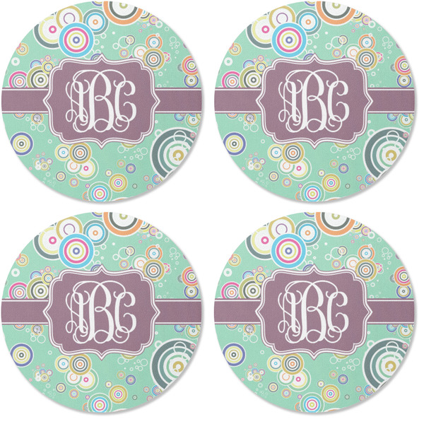 Colored Circles Coaster Round Rubber Back - Apvl