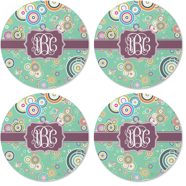 Colored Circles Coaster Round Rubber Back - Apvl