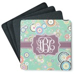 Colored Circles Square Rubber Backed Coasters - Set of 4 (Personalized)