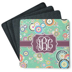 Colored Circles Square Rubber Backed Coasters - Set of 4 (Personalized)