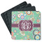 Colored Circles Square Rubber Backed Coasters - Set of 4 (Personalized)
